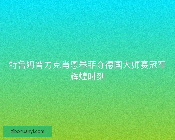 特鲁姆普力克肖恩墨菲夺德国大师赛冠军辉煌时刻 特鲁姆普力克肖恩墨菲夺德国大师赛冠军辉煌时刻