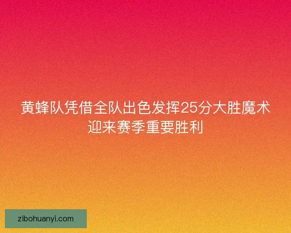 黄蜂队凭借全队出色发挥25分大胜魔术迎来赛季重要胜利