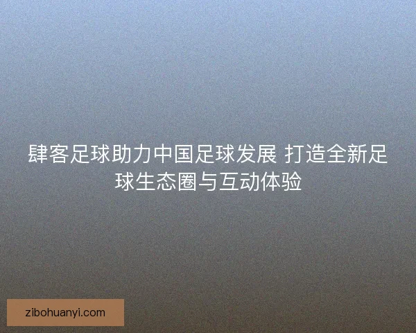 肆客足球助力中国足球发展 打造全新足球生态圈与互动体验